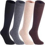 Lian LifeStyle Non Slip, Exceptional, Cozy and Cool Women's 4 Pairs Knee High Wool Crew Socks FS05 Size 6-9(Black,Grey,Beige,Brown)
