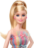 Barbie Signature Birthday Wishes Doll, Approx. 12-in Blonde in Rainbow Dress, Multi