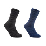 Lian LifeStyle Gorgeous Big Girls Women's 2 Pair Wool Crew Socks Size 6-9 FS03, Color (Black,NavyBlue)