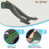 Lian LifeStyle Women's 3 Pairs Adorable Comfortable Soft Thigh High Over Knee High Cotton Socks Size 6-9 L1023(DarkGrey,Khaki,White)