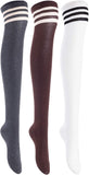 Lian LifeStyle Women's 3 Pairs Adorable Comfortable Soft Thigh High Over Knee High Cotton Socks Size 6-9 L1022(Dark Grey, Coffee, White)