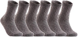 Lian LifeStyle Big Girl's Women's 6 Pairs Wool Blend Crew Socks HR1613 Size 6-9