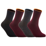 Lian LifeStyle Women's 4 Pairs Cute & Comfortable Wool Crew Socks Size 6-9 HR1612, Color (Black, Claret, DarkGrey, Wine)