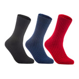 Lian LifeStyle Gorgeous Big Girls Women's 3 Pair Wool Crew Socks Size 6-9 FS03, Color (DarkGrey,NavyBlue,Red)