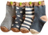 Lian LifeStyle Baby Toddler 4 Pairs Pack Cute Cotton Socks 3 Sizes(0-36M)
