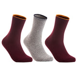 Lian LifeStyle Women's 3 Pairs Cute & Comfortable Wool Crew Socks Size 6-9 HR1612, Color (Claret, Grey, Wine)