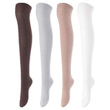 Lovely Annie Women's 4 Pairs Knee High Thigh High Cotton Socks A1024 Size 6-9