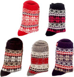 Lovely Annie Girl's 5 Pairs Pack Fashion Plaid-Maple Leaf Wool Socks One Size