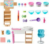 Barbie Face Mask Spa Day Playset with Brunette Barbie Doll, Puppy, 3 Tubs of Barbie Dough and 10+ Accessories to Create and Remove Face Blemishes on Doll and Puppy, Gift for Kids 3 to 7 Years Old