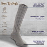 Lian LifeStyle Fascinating Children's 1 Pair Knee High Wool Blend Boot Socks Resistant, Comfortable and Health Focused FS02 Size M (2-4Y) (Gray)