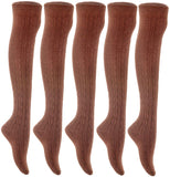 Lian LifeStyle Women's 5 Pairs Knee High Thigh High Cotton Socks L1024 Size 6-9