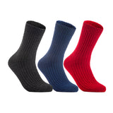 Lian LifeStyle Gorgeous Big Girls Women's 3 Pair Wool Crew Socks Size 6-9 FS03, Color (Black,NavyBlue,Red)
