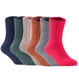 Children's Durable, Stretchable, Thick & Warm Wool Crew Socks. Perfect as Winter Snow Sock and All Seasons FS01, 6 Pair, Size 4Y-6Y, Navy, DarkGrey, Biege, Coffee, Grey, Red