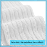 AATMart Awesome Women's 4 Pairs Thigh High Cotton Socks Soft, Super Durable Perfect as Winter Socks ATT1024 Size 6-9  (White)