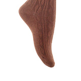 Lian LifeStyle Exquisite Big Girl's Women's 5 Pairs Thigh High Cotton Socks. Super Comfortable Female Socks in Vibrant Colors Size 6-9 L1024 (Coffee)