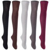 Lian LifeStyle Big Girl's Women's 5 Pairs Knee Thigh High Socks L1024 Size 6-9