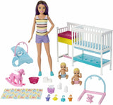 Barbie Nursery Playset with Skipper Babysitters Doll, 2 Baby Dolls, Crib