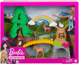 Barbie Wilderness Guide Interactive Playset with Blonde Doll (12-in), Outdoor Tree, Bridge, Overhead Rainbow, 10 Animals & More, Great Gift for Ages 3 Years Old & Up