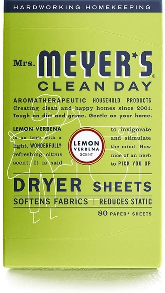 Dryer Sheets, Lemon Verbena Scent, Softens Fabric, Reduces Static, Cruelty Free Formula, Pack of 1, 80 Count Per Pack