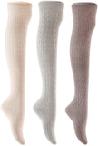 Lian LifeStyle Big Girl's Women's 3 Pairs Knee High Thigh High Cotton Socks Size 6-9 L1024