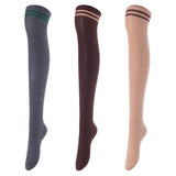 Lovely Annie Women's 3 Pairs Incredible Durable Super Soft Unique Over Knee High Thigh High Cotton Socks Size 6-9 A1023(Random)