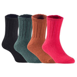 Children's Durable, Stretchable, Thick & Warm Wool Crew Socks. Perfect as Winter Snow Sock and All Seasons FS01, 4 Pair, Size 4Y-6Y, Black, DarkGrey, Coffee, Red