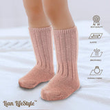 Lian LifeStyle Fascinating Children's 1 Pair Knee High Wool Blend Boot Socks Resistant, Comfortable and Health Focused, FS02 Size S (0-2Y) (Beige)