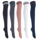 Lian LifeStyle Big Girl's Women's 5 Pairs Thigh High Cotton Socks Size 6-9 L1023