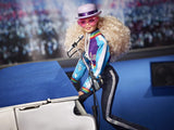 Elton John Barbie Collector Doll (12-inch, Curly Blonde Hair) in Bomber Jacket and Flared Denim, with Doll Stand and Certificate of Authenticity