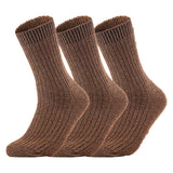 AATMart Men's 3 Pairs Lightweight Well Crafted Wool Crew Socks with Breathable Features | Athletic Moisture Wicking Socks FS03 Size 8-11 (Brown)
