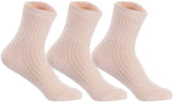 Lian LifeStyle Women's 3 Pairs Perfect Fit Wool Crew Socks. Cute and Comfortable with Wide Range of Colors and Styles LK08 Size Size 6-9 (Beige)
