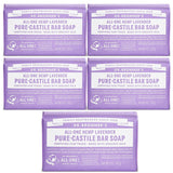 Moisturizing & Pure Castile Soap Bar  - All Natural Soap w/ Organic Essential Oil: Olive, Jojoba & Hemp Oil - All Purpose Castile Bar Soap for Hair & Skin Care, Hand Wash & More - Lavender Soap 5 OZ Per Pack, Pack of 5