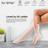 Lian LifeStyle Women's 3 Pairs Exceptional Non Slip, Cozy and Cool Knee High Wool Socks LFS05 Size 6-9 (Black, Beige, Navy)