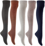 Lian LifeStyle Big Girl's Women's 5 Pairs Knee Thigh High Socks L1024 Size 6-9