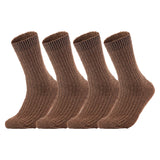 AATMart Big Girl's Women's 4 Pairs Wool Blend Crew Socks, Outstanding Quality Ideal for the Cold Winter Weather FS03 Size 6-9  (Brown)