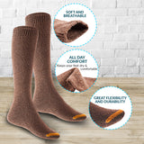 Lian LifeStyle Women's 5 Pairs Awesome, Breathable, Fancy and Cozy Knee High Cotton Boot Socks HR158212 Size 6-9(Coffee)