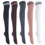 Lian LifeStyle Women's 5 Pairs Knee High Thigh High Cotton Socks Size 6-9 L1023