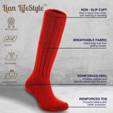 Lian LifeStyle Fascinating Children's 1 Pair Knee High Wool Blend Boot Socks Resistant, Comfortable and Health Focused, FS02 Size S (0-2Y) (Red)