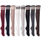 Lian LifeStyle Women's 4 Pairs Adorable Thigh High Cotton Socks L1022 Size 6-9