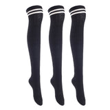 Lian LifeStyle Women's 3 Pairs Over Knee Thigh High Cotton Socks Size 6-9 L1023
