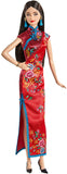 Barbie Signature Lunar New Year Doll (12-inch Brunette) Wearing Red Satin Cheongsam Dress with Accessories, Collectible Gift for Kids & Collectors