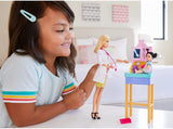 Barbie Pediatrician Playset, Blonde Doll (12-in), Exam Table, X-ray, Stethoscope, Tool, Clip Board, Patient Doll, Teddy Bear, Great Gift for Ages 3 Years Old & Up