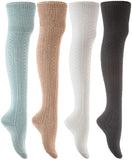 Lian LifeStyle Women's 4 Pairs Fashion Thigh High Cotton Socks JMYP1025-2 Size 6-9(Random Color)