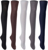 Lian LifeStyle Women's 5 Pairs Knee High Thigh High Cotton Socks L1024 Size 6-9