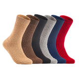Lian LifeStyle Gorgeous Big Girls Women's 6 Pair Wool Crew Socks Size 6-9 FS03, Color (Beige,Brown,DarkGrey,LightGrey,NavyBlue,Red)