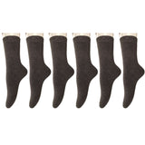 Lian LifeStyle Perfect Fit Women's 6 Pairs Wool Crew Socks For Healthy Feet. Cozy, Cute, and Comfortable Size 6-9 LK1602 (Coffee)