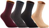 Lian LifeStyle Perfect Fit Women's 4 Pairs Wool Crew Socks LHR1612 Size 6-9
