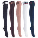 Lian LifeStyle Women's 5 Pairs Knee High Thigh High Cotton Socks Size 6-9 L1023