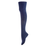 AATMart Women's 2 Pairs Awesome Comfortable Soft & Super Durable Thigh High Cotton Socks | Perfect as Winter & Spring Socks J1025 Size 6-9(Navy)