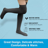 AATMart Awesome Women's 4 Pairs Thigh High Cotton Socks Soft, Super Durable Perfect as Winter Socks ATT1024 Size 6-9 (Black)